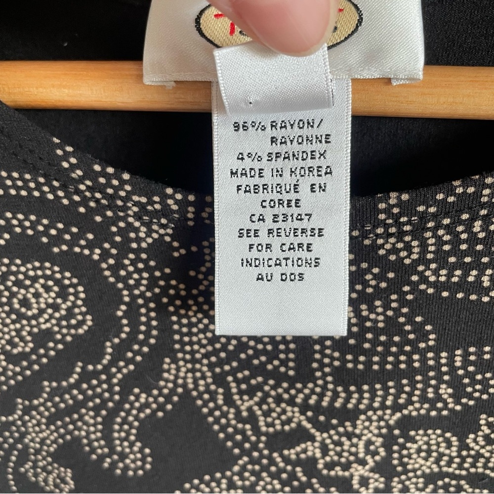 Talbots Paisley Print Short Sleeve Top Women’s Black Tan Stretch Casual Gorpcore - Picture 9 of 10